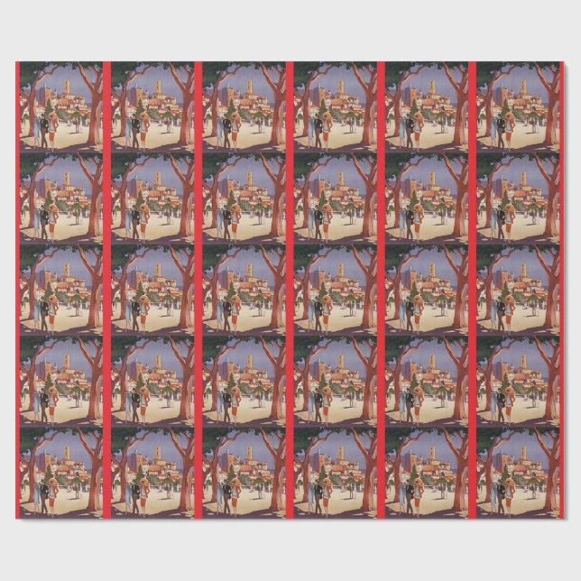 Vintage Grasse Summer Art Wrapping Paper (Flat)