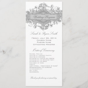 VINTAGE GRAY FLORAL WEDDING PROGRAM PROGRAMME