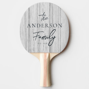 Vintage Gray Wood Boards Hand Written Family Name Ping Pong Paddle
