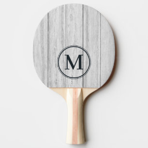 Vintage Gray Wood Boards Monogram Ping Pong Paddle