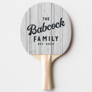 Vintage Gray Wood Boards Retro Family Name & Year Ping Pong Paddle