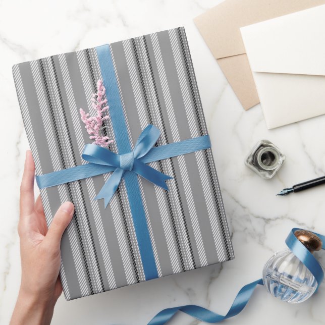 Vintage grayscale graphic stripes pattern  wrapping paper (Gifting)