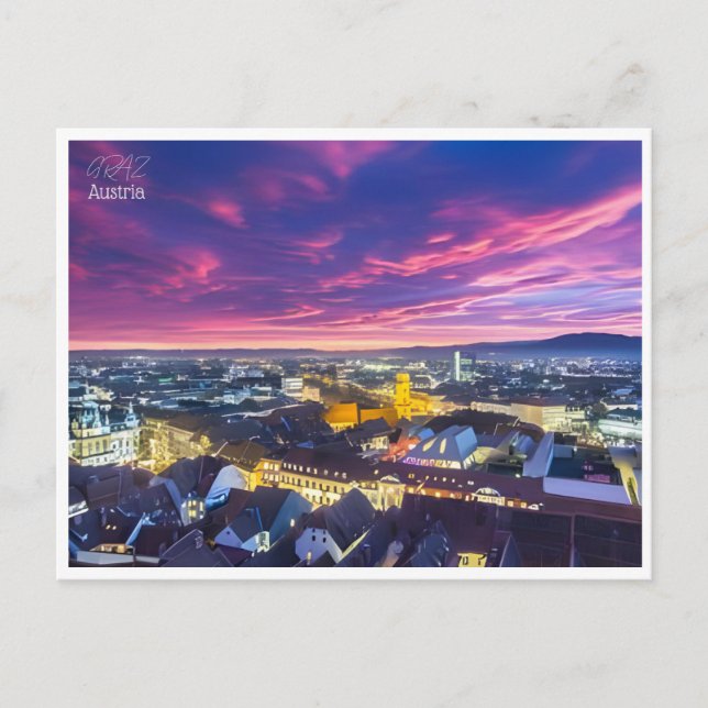 vintage Graz Austria city d'Autriche Travel Postcard (Front)
