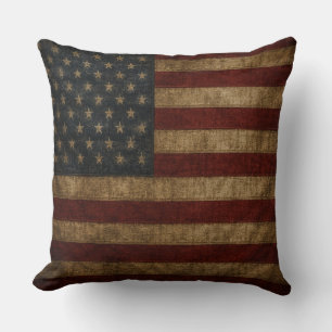 Vintage Greasy Weathered American Flag Cushion