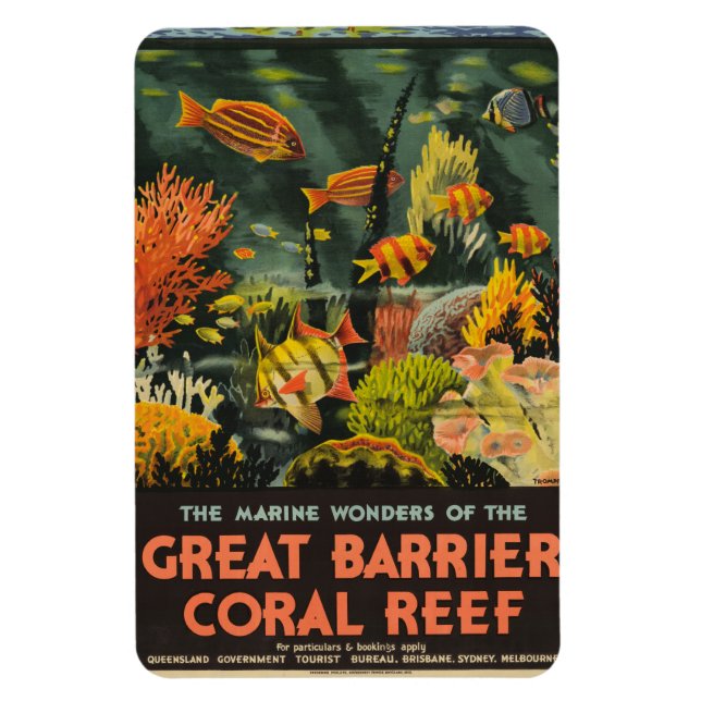 Vintage Great Barrier Reef Poster Magnet (Vertical)