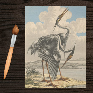 Vintage Great Blue Heron Dramatic Ornithology Bird Tissue Paper