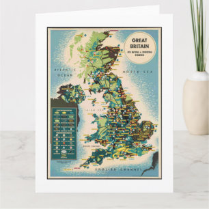 Vintage Great Britain Resources Map Card