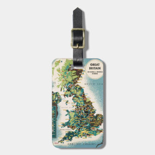 Vintage Great Britain Resources Map Luggage Tag