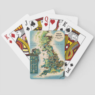 Vintage Great Britain Resources Map Playing Cards