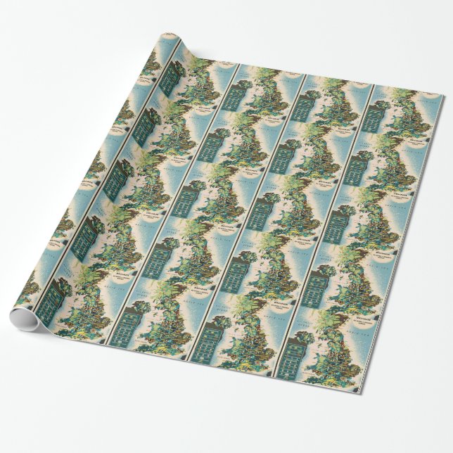 Vintage Great Britain Resources Map Wrapping Paper (Unrolled)