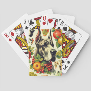Vintage Great Dane Dog Illustration Playing Cards