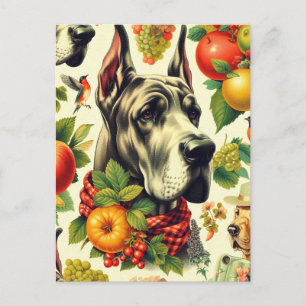 Vintage Great Dane Dog Illustration Postcard