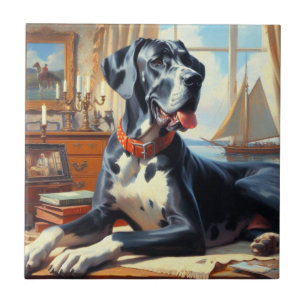 Vintage Great Dane Painting Tile
