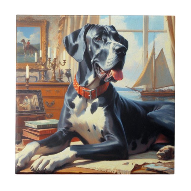 Vintage Great Dane Painting Tile (Front)