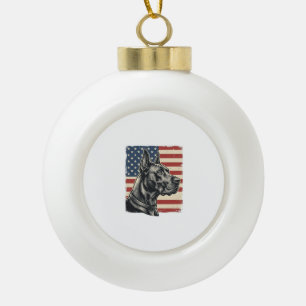 Vintage Great Dane Patriotic Flag Vector Design_1 Ceramic Ball Christmas Ornament