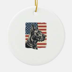 Vintage Great Dane Patriotic Flag Vector Design_1 Ceramic Tree Decoration