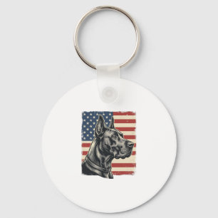Vintage Great Dane Patriotic Flag Vector Design_1 Key Ring