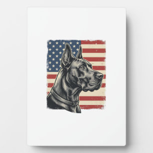Vintage Great Dane Patriotic Flag Vector Design_1 Plaque