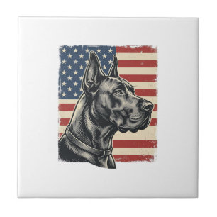 Vintage Great Dane Patriotic Flag Vector Design_1 Tile