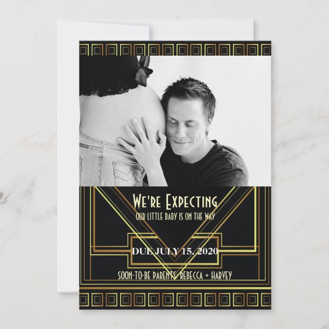 vintage great gatsby Photo Pregnancy Announcement (Front)
