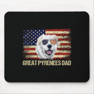 Vintage Great Pyrenees Dad American Flag Usa 4th O Mouse Mat