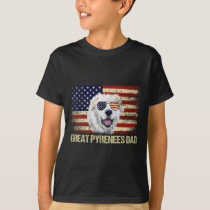 Vintage Great Pyrenees Dad American Flag Usa 4th O T-Shirt
