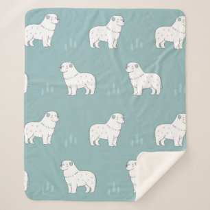 vintage Great Pyrenees dog illustration seamless r Sherpa Blanket