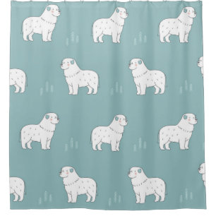 vintage Great Pyrenees dog illustration seamless r Shower Curtain