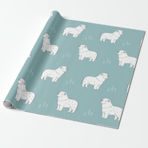 vintage Great Pyrenees dog illustration seamless r Wrapping Paper