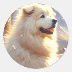 Vintage Great Pyrenees  Dog Painting Classic Round Sticker