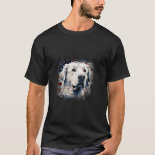 Vintage Great Pyrenees Dog Patriotic American Flag T-Shirt