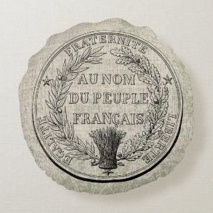 Vintage Great Seal of France Round Cushion