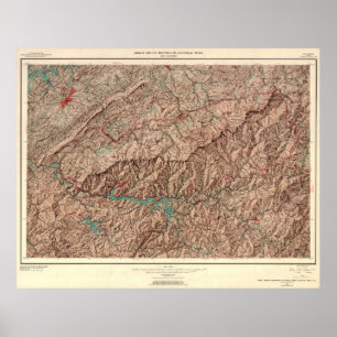Vintage Great Smoky Mountains National Park Map Poster