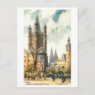 Vintage Great St. Martin Church, Koln, Germany Postcard