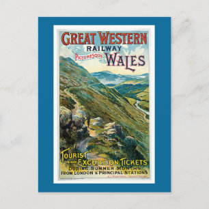 Vintage Great Western Railway Travel Poster Postcard