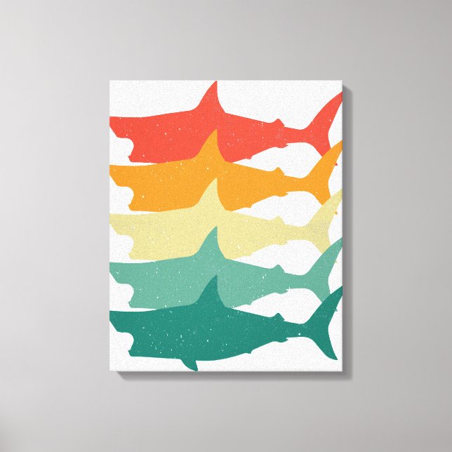 Vintage Great White Shark Canvas Print (Front)