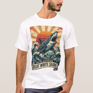 Vintage Great White Shark - Ocean Adventure T-Shir T-Shirt