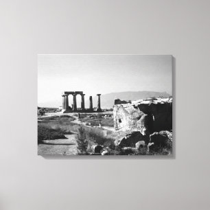 Vintage Greece Ancient Corinth Apollo temple Canvas Print