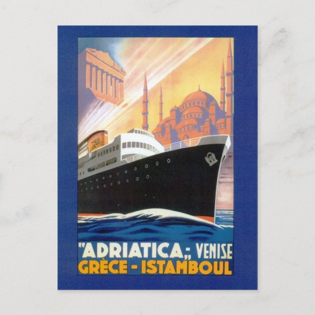 Vintage Greece and Istanbul Ocean Liner Travel Postcard (Front)