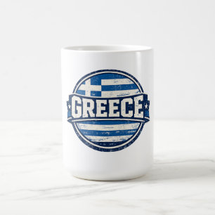 Vintage Greece Flag Badge Coffee Mug