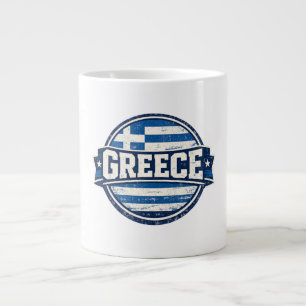Vintage Greece Flag Badge Large Coffee Mug
