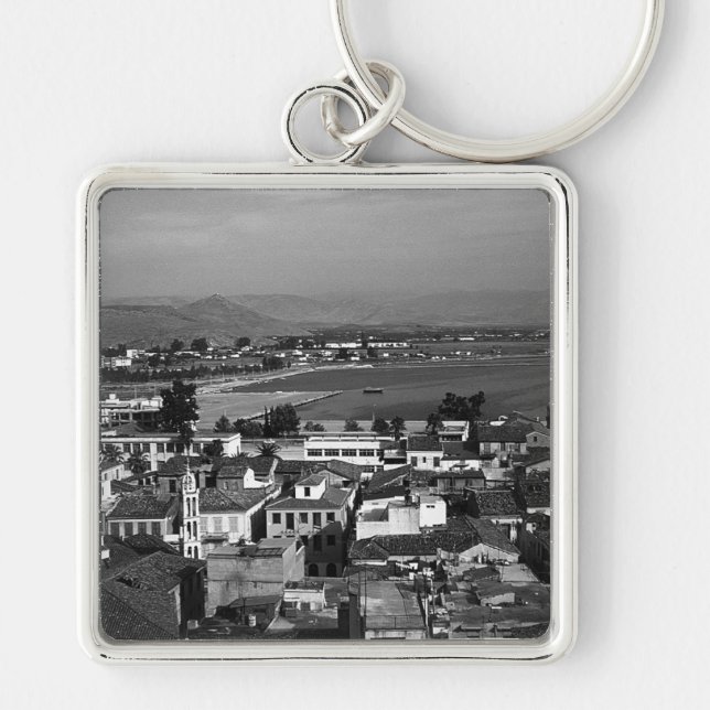 Vintage Greece Nafplion beach Key Ring (Front)