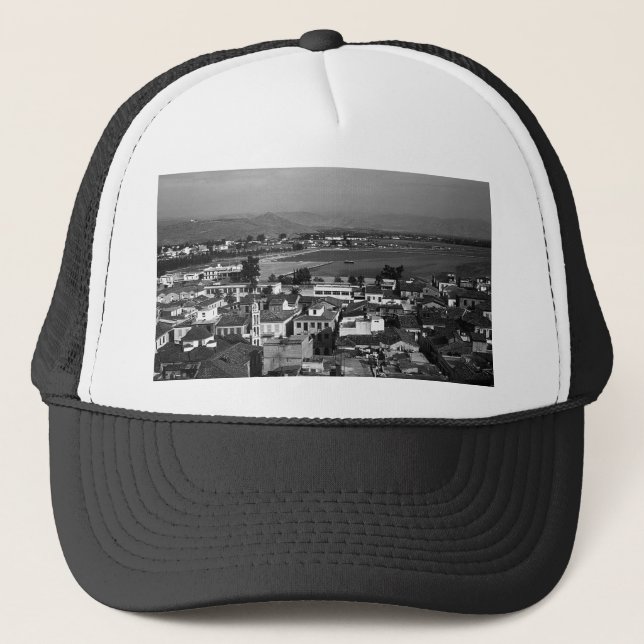Vintage Greece Nafplion beach Trucker Hat (Front)