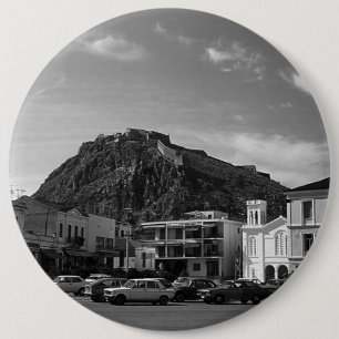 Vintage Greece Nafplion Venetian castle 1970 6 Cm Round Badge