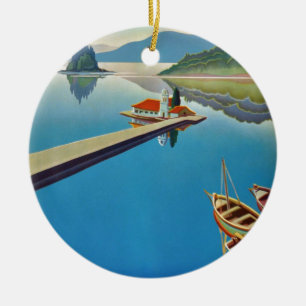Vintage Greece Travel - Island of Corfu Ceramic Tree Decoration