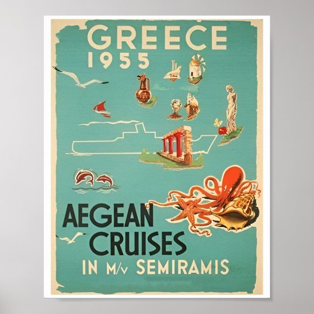 Vintage Greece Travel Sea Posters (Front)