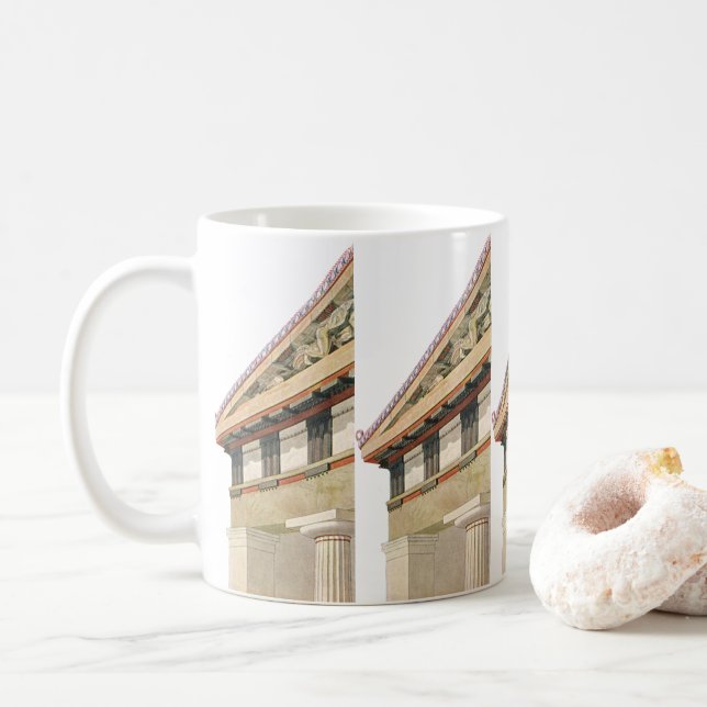 Vintage Greek Architecture, Temple of Athena Coffee Mug (With Donut)
