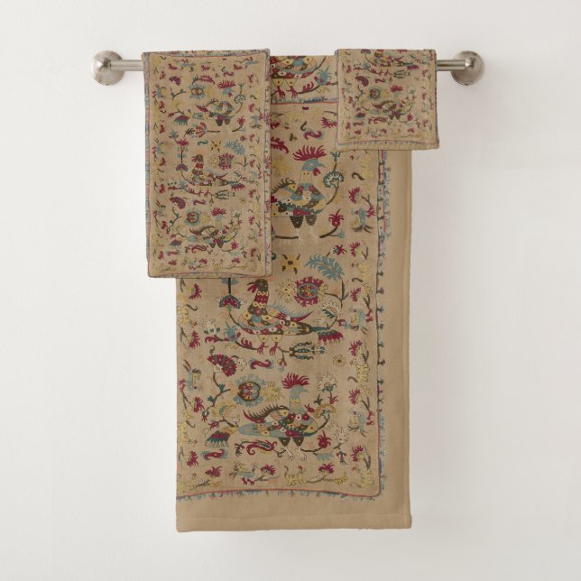 Vintage Greek Design Birds Bath Towel Set (Insitu)