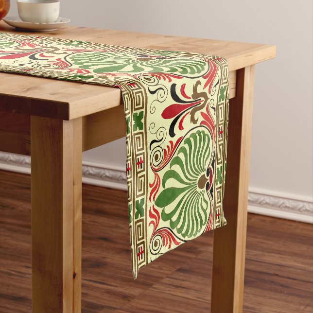 Vintage Greek Frieze Pattern Short Table Runner (In Situ)