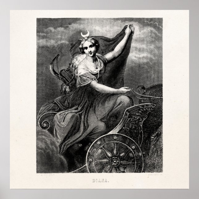 Vintage Greek Goddess Diana Artemis Roman Ancient Poster (Front)